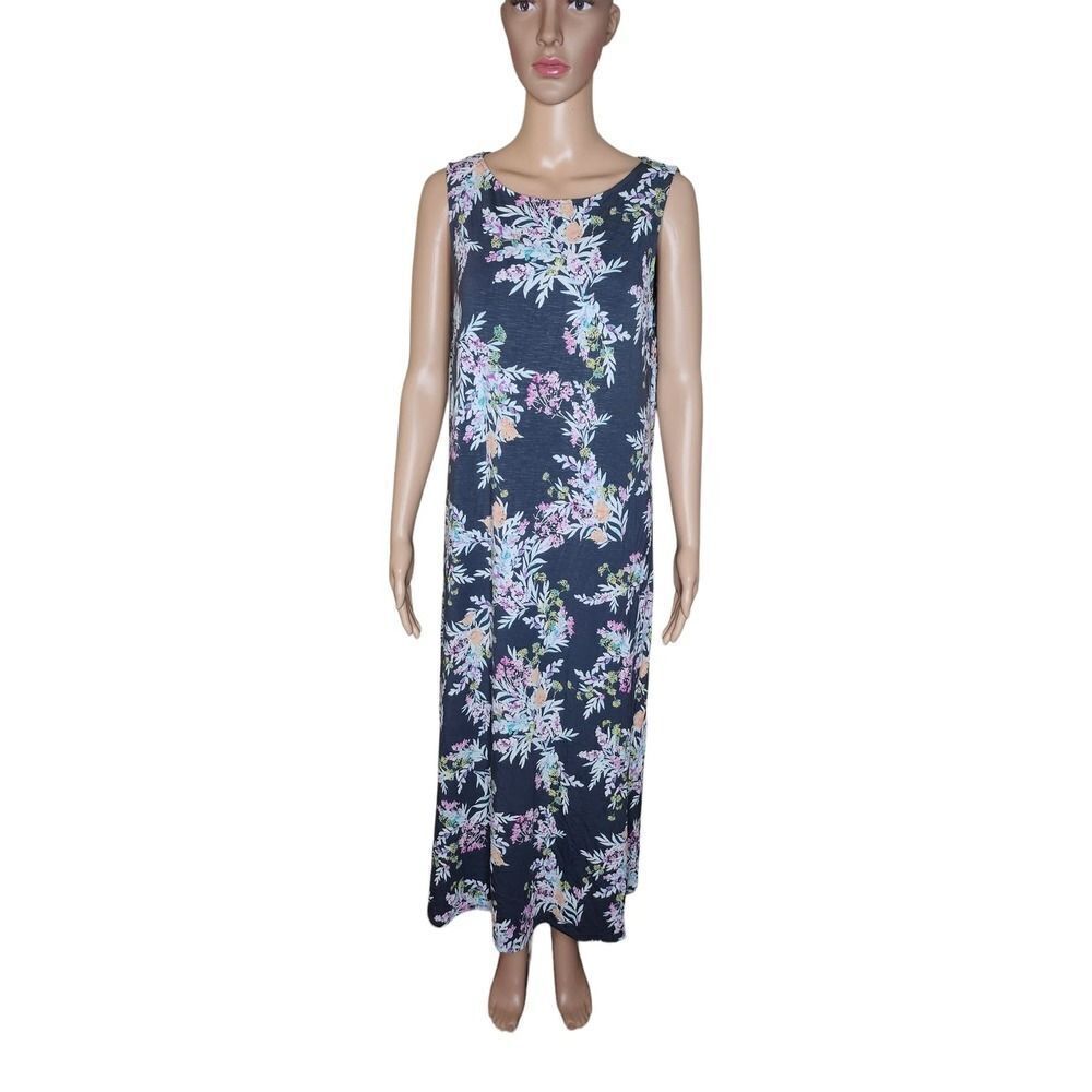 J. Jill women's multicolored sleeveless jersey knit floral maxi dress Medium